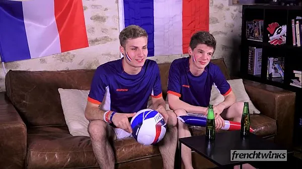 Hiển thị Two twinks support the French Soccer team in their own way drive Phim