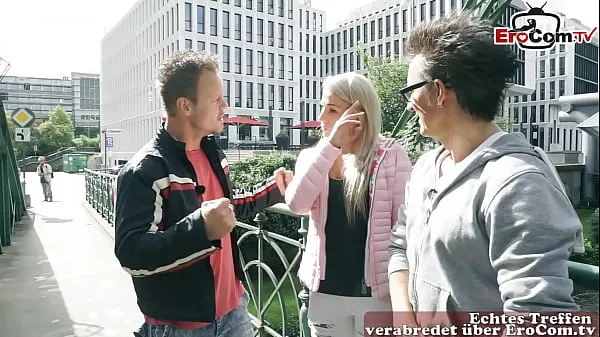 STREET FLIRT - German blonde teen picked up for anal threesome 드라이브 영화 표시