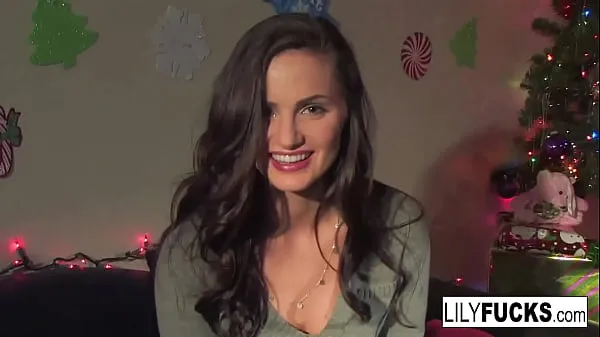 Show Lily tells us her horny Christmas wishes before satisfying herself in both holes drive Movies