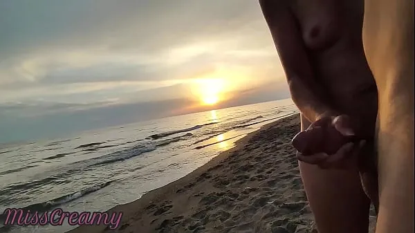 Show French Milf Blowjob Amateur on Nude Beach public to stranger with Cumshot 02 - MissCreamy drive Movies