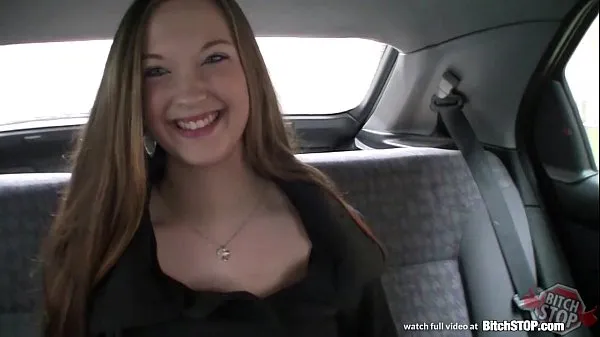 Vis Bitch STOP - Pretty and busty long haired brunette drive-filmer